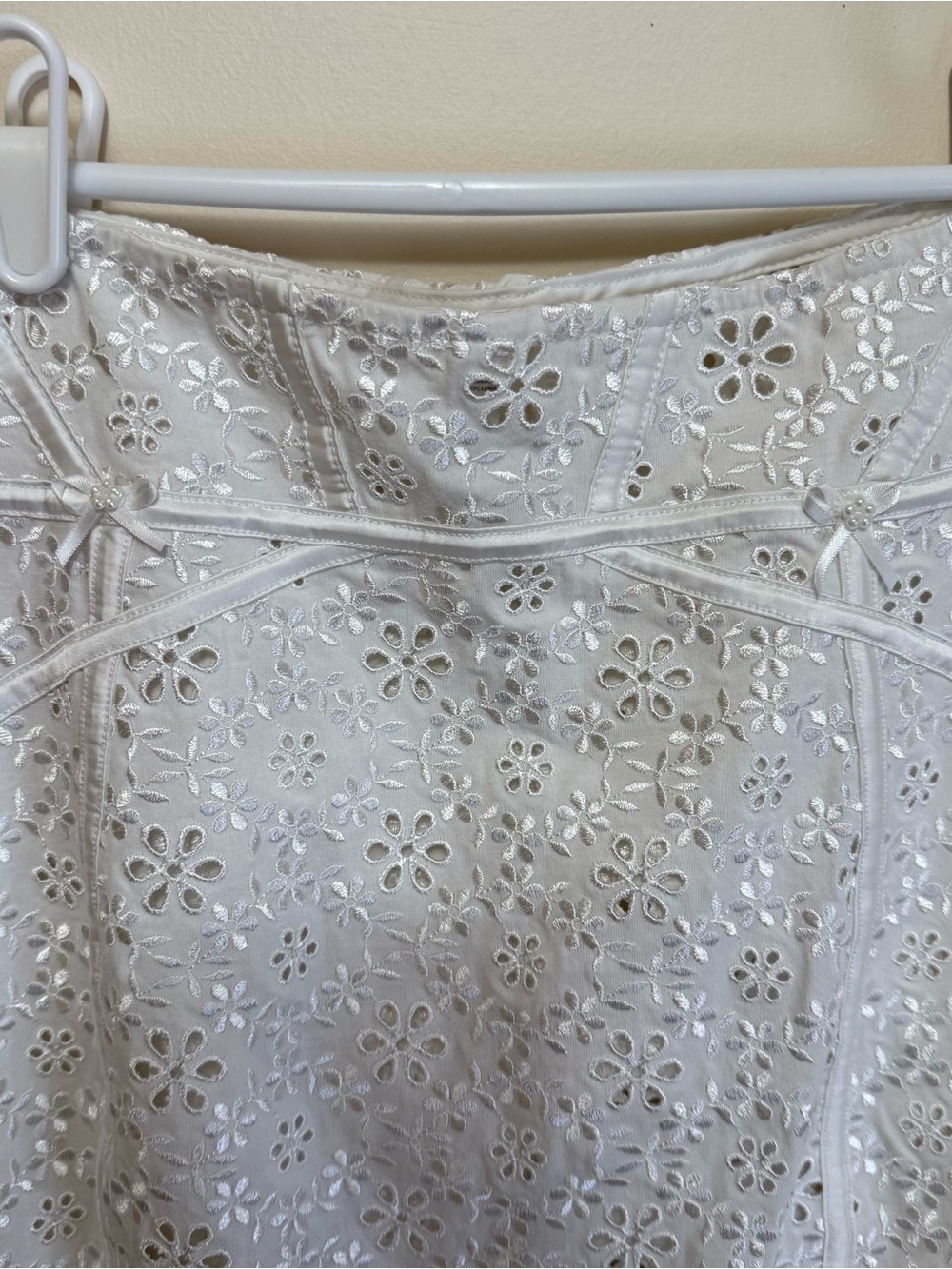 For Love and Lemons White Unlined Sophie Eyelet Skirt Mini Small Bachelorette - Picture 10 of 11